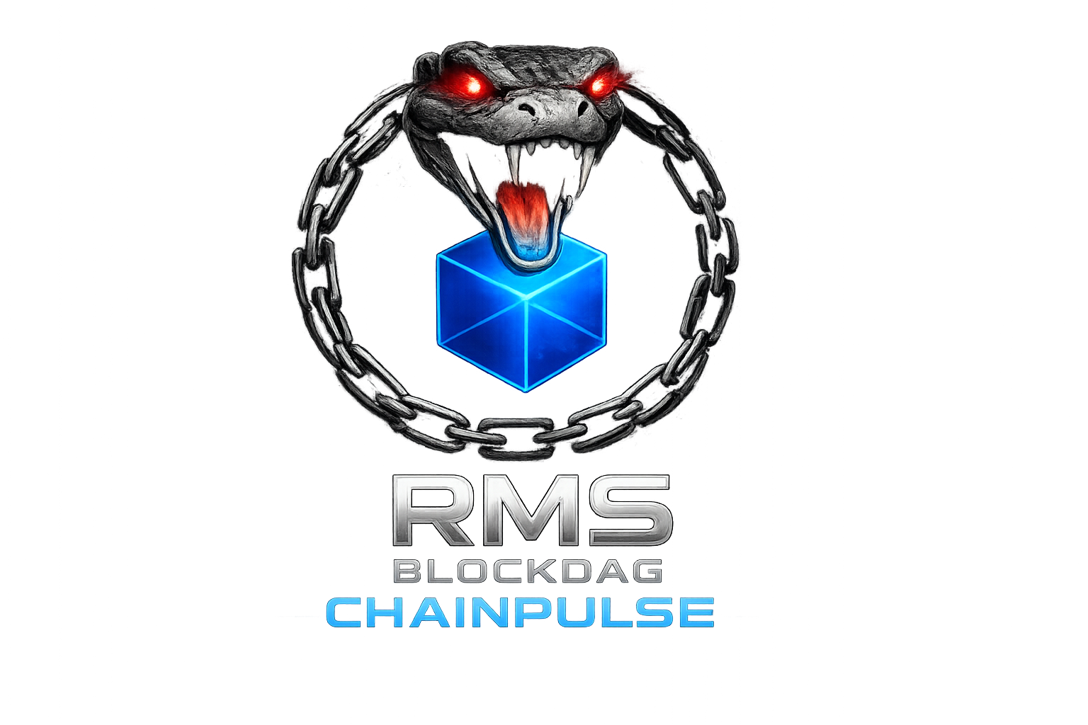 RMS BlockDAG ChainPulse chain and snake emblem